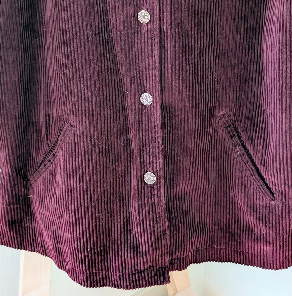 Vintage Corduroy Button Down Collared Paisley Lined Jacket In Burgundy - Picture 7 of 12